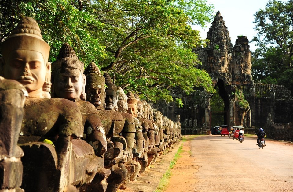 Angkor Thom Front Gate In Cambodia